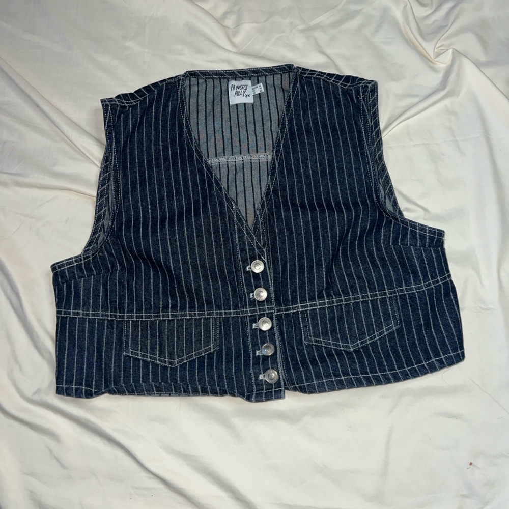 Princess Polly PINSTRIPE VEST DARK DENIM
